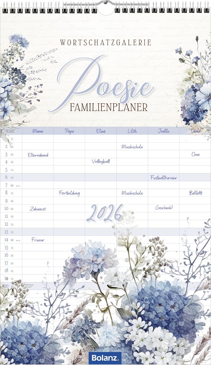 Poesie Familienplaner 2026: Wortschatzgalerie Calendars