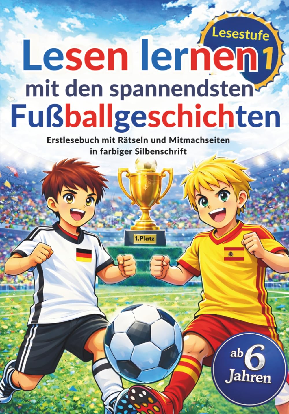 Lesen lernen mit den spannendsten Fußballgeschichten: Das Erstlesebuch für Erstleser - Jungen 1. klasse mit Silbenschrift | Fussball Geschenke für ... mit Rätseln und Mitmachseiten (Lesepanda) Sheet Music