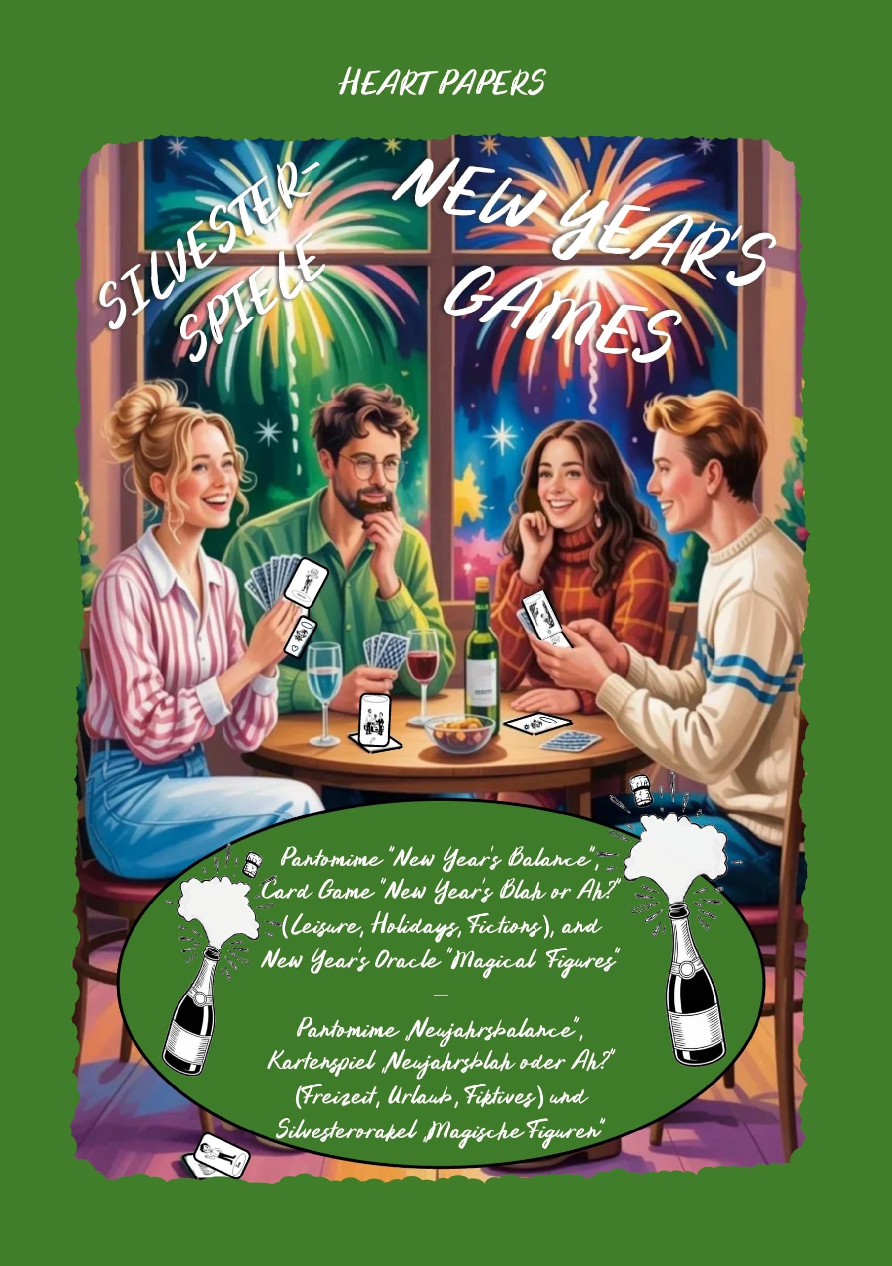New Year's Games (Pantomime New Year's Balance; Card Game New Year's Blah or Ah? Leisure, Holidays, Fictions; New Year's Oracle Magical Figures) - Silvesterspiele (Pantomime Neujahrsbalance; Kartenspiel Neujahrsblah oder Ah? Freizeit, Urlaub, Fiktives;... Hobbies & Crafts
