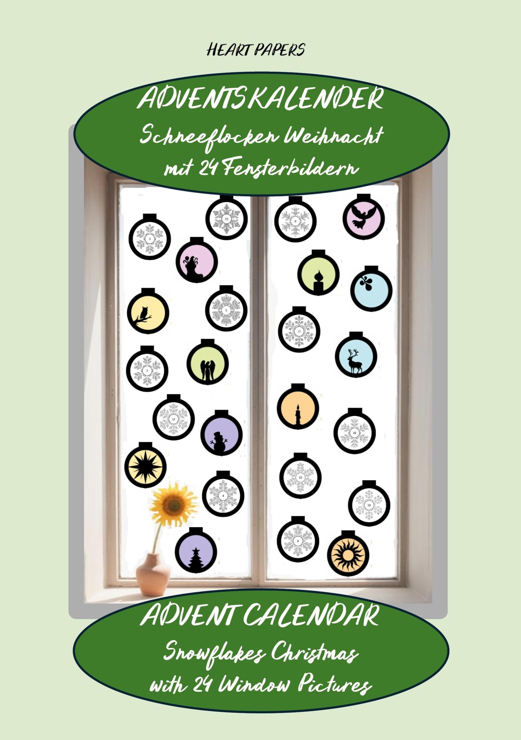 Adventskalender Schneeflocken Weihnacht 24 Fensterbildern - Advent Calendar Snowflakes Christmas with 24 Window Pictures Hobbies & Crafts