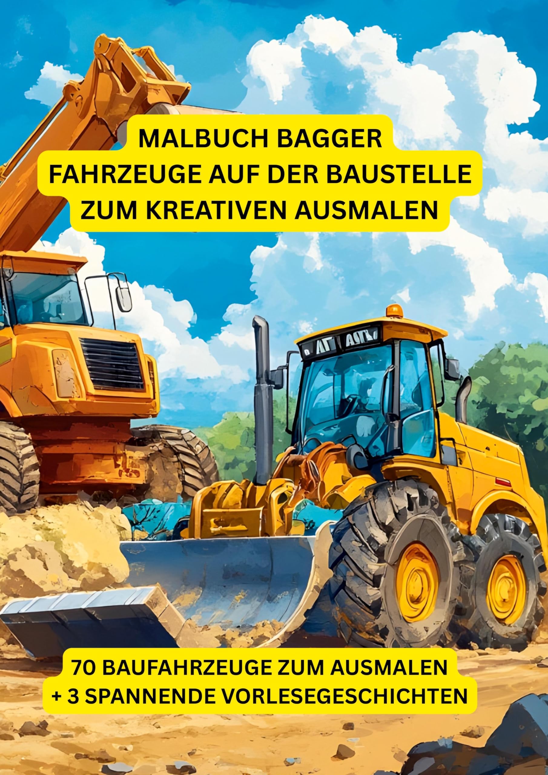 Malbuch Bagger: Fahrzeuge auf der Baustelle zum kreativen Ausmalen Tiptoi & Games