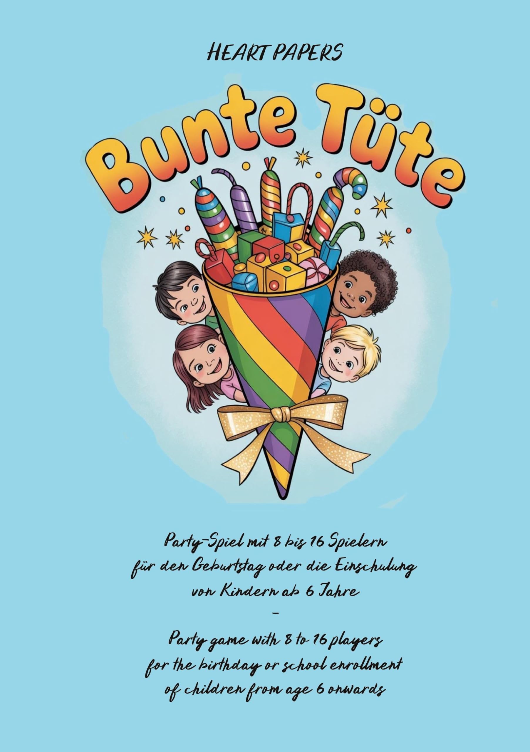 Bunte Tüte Party-Spiel mit 8 bis 16 Spielern für den Geburtstag oder die Einschulung von Kindern ab 6 Jahre - Party game with 8 to 16 players for the birthday or school enrollment of children from age 6 onwards Hobbies & Crafts