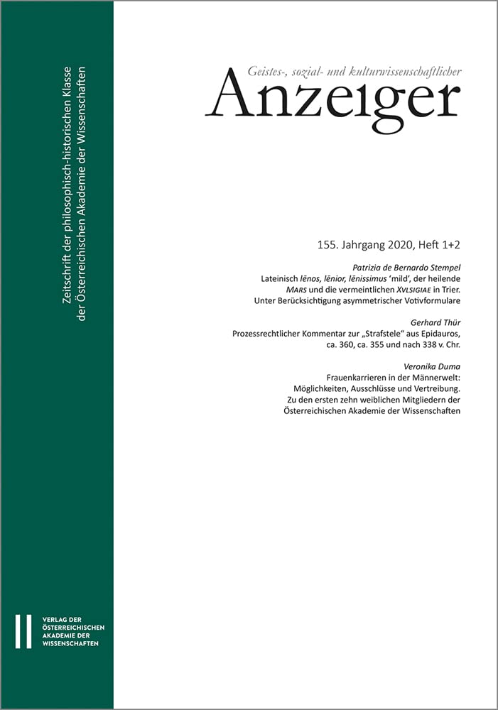 Geistes-, sozial- und kulturwissenschaftlicher Anzeiger ‒ Zeitschrift der philosophisch-historischen Klasse der Österreichischen Akademie der ... Anzeiger (vormals nur "Anzeiger) der ÖAW) Law