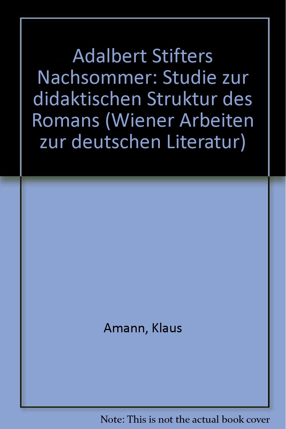 Adalbert Stifters "Nachsommer": Studie zur didaktischen Struktur des Romans (Germanistische Studien) Contemporary literature