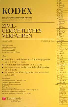 KODEX Zivilgerichtliches Verfahren (Kodex des österreichischen Rechts: Hauptband) Law