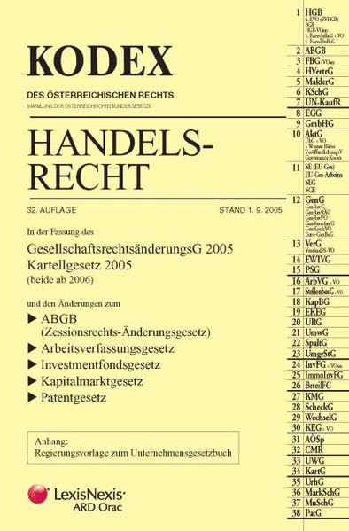 KODEX Handelsrecht (Kodex des österreichischen Rechts: Hauptband) Law