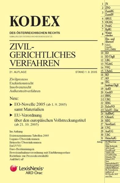 KODEX Zivilgerichtliches Verfahren (Kodex des österreichischen Rechts: Hauptband) Law