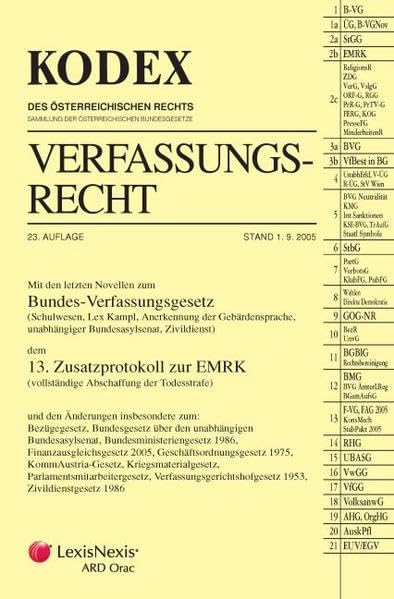 KODEX Verfassungsrecht (Kodex des österreichischen Rechts / Hauptband) Law