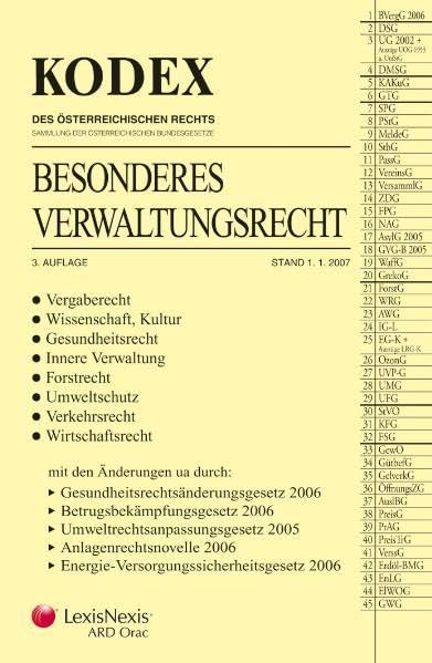 KODEX Besonderes Verwaltungsrecht (Kodex des österreichischen Rechts: Hauptband) Law