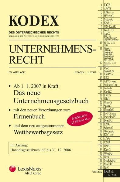 KODEX Unternehmensrecht (Kodex des österreichischen Rechts: Hauptband) Law