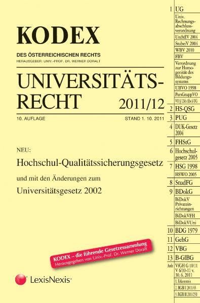 KODEX Universitätsrecht: 2011/12 (Kodex des österreichischen Rechts: Hauptband) Law