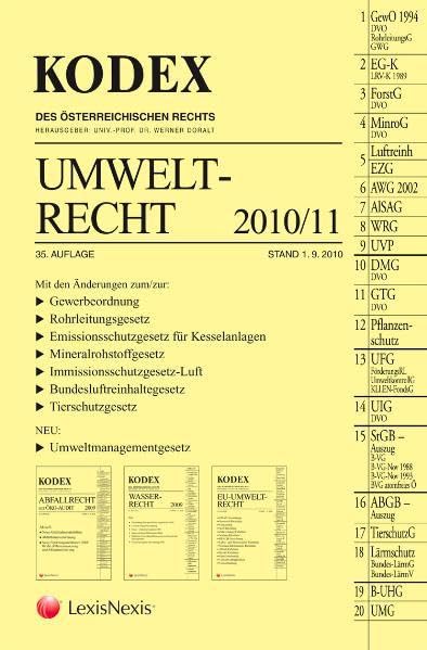 KODEX Umweltrecht (Kodex des österreichischen Rechts: Hauptband) Law