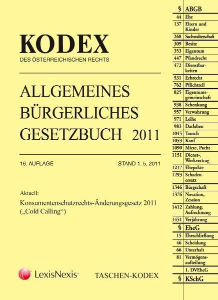 TASCHEN-KODEX ABGB: Allgemeines Bürgerliches Gesetzbuch 2011 (Kodex des österreichischen Rechts - Taschen-Kodex) Law
