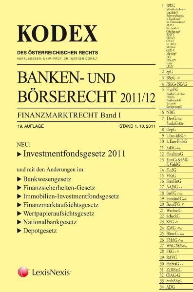 KODEX Banken und Börserecht Band I - Finanzmarktrecht (Kodex des österreichischen Rechts: Hauptband) Law