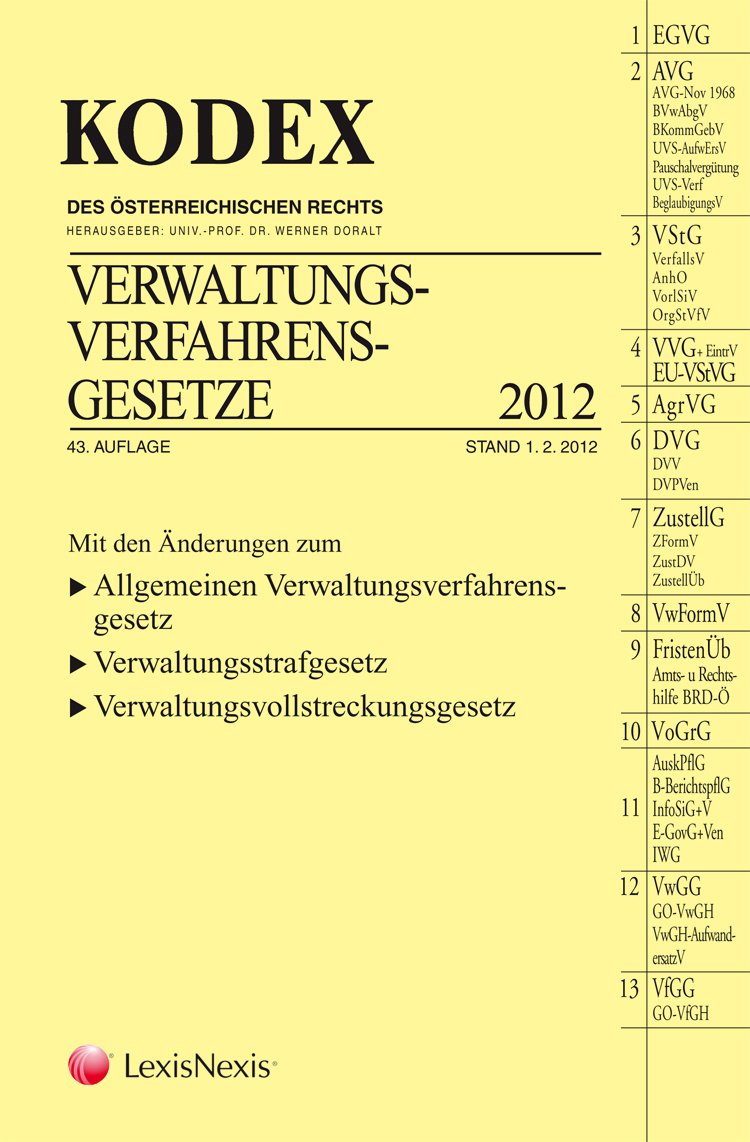 KODEX Verwaltungsverfahrensgesetze: 2012 (Kodex des österreichischen Rechts: Hauptband) Law