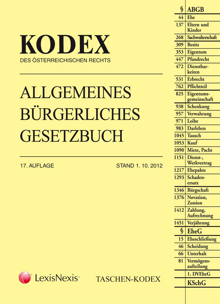 Taschen-Kodex Allgemeines Bürgerliches Gesetzbuch ABGB Law
