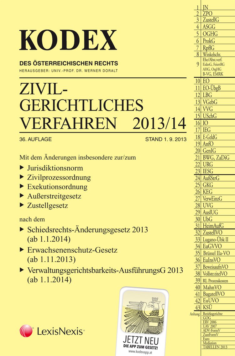 KODEX Zivilgerichtliches Verfahren 2013/14 Law