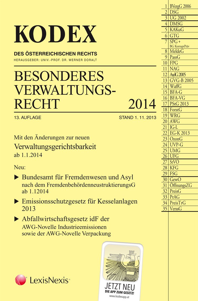 KODEX Besonderes Verwaltungsrecht 2014 (Kodex des österreichischen Rechts: Hauptband) Law