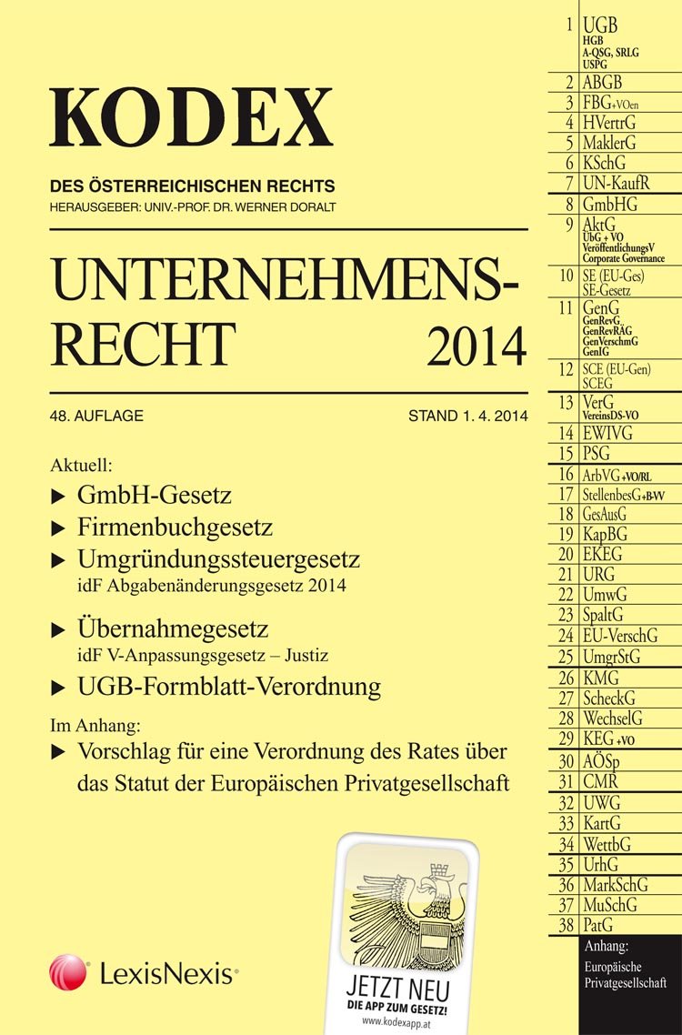 KODEX Unternehmensrecht 2014 (Kodex des österreichischen Rechts: Hauptband) Law