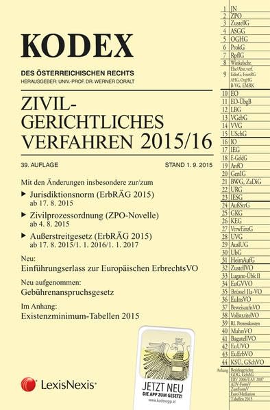 KODEX Zivilgerichtliches Verfahren 2015/16 Law