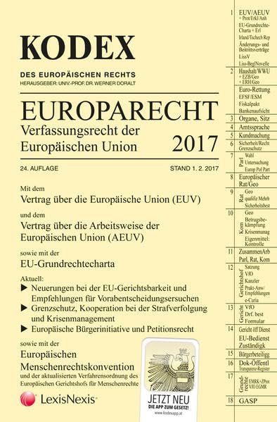 KODEX EU-Verfassungsrecht (Europarecht) 2017 Law