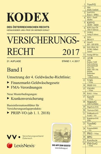 KODEX Versicherungsrecht Band I 2017 Law