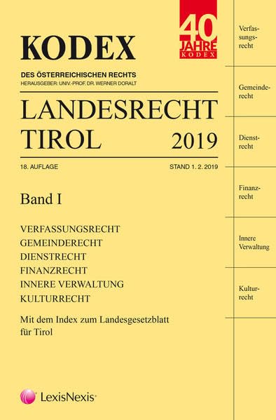 KODEX Landesrecht Tirol 2019: Band I + II Law