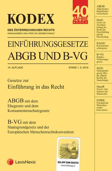 KODEX Einführungsgesetze ABGB und B-VG 2019/20 Law