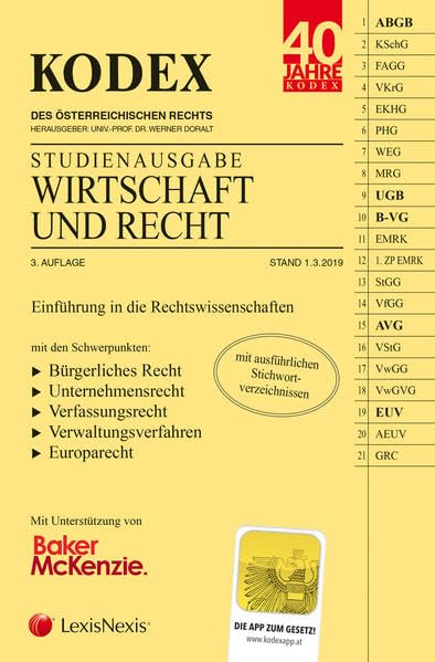 KODEX Wirtschaft und Recht 2019: Studienausgabe Law