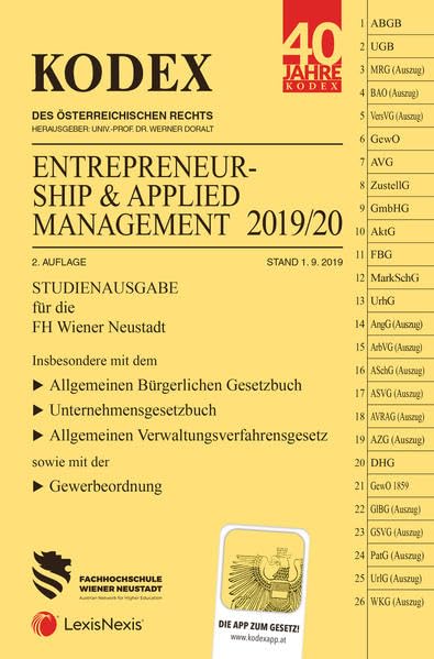 KODEX Entrepreneurship & Applied Management 2019/20: Studienausgabe für die FH Wr. Neustadt Law