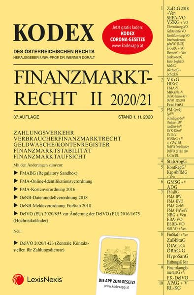 KODEX Finanzmarktrecht Band II 2020/21: KMG/InvFG//RatingAgVO Law