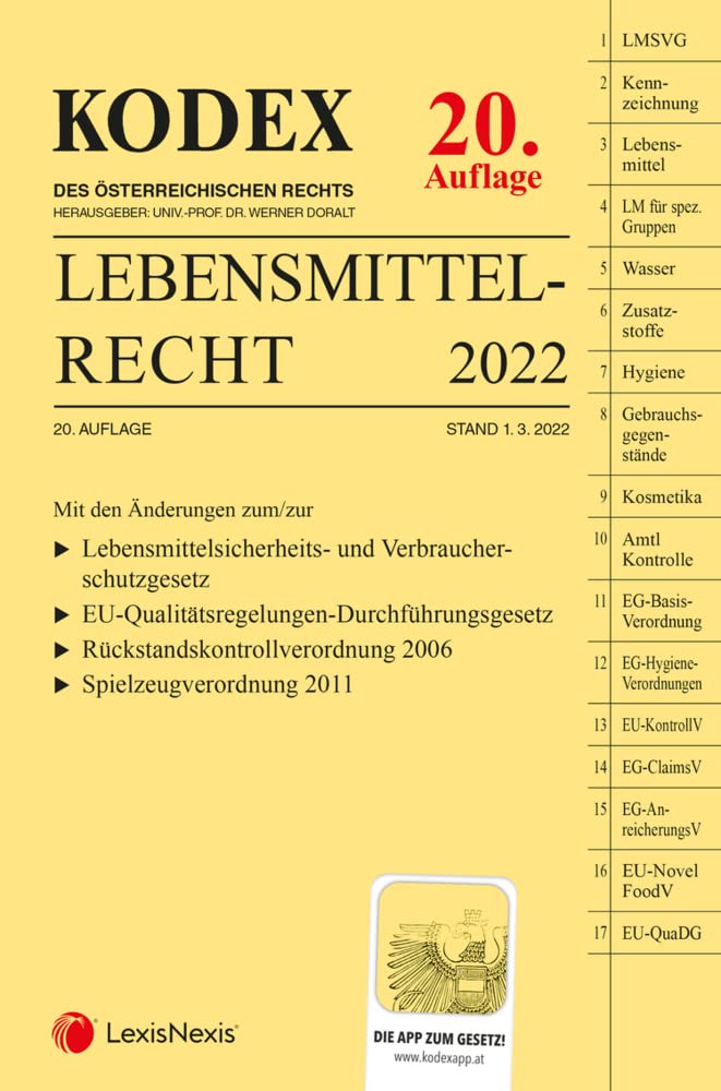 KODEX Lebensmittelrecht 2022 - inkl. App Law