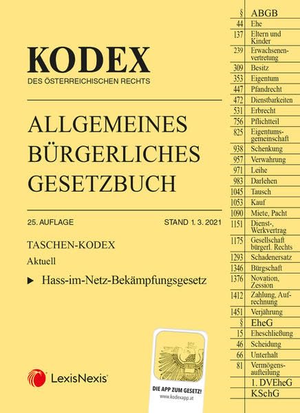 Taschen-Kodex ABGB 2021 - inkl. App Law