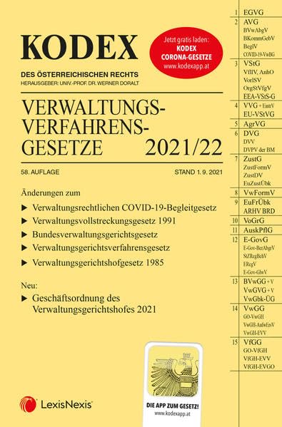 KODEX Verwaltungsverfahrensgesetze (AVG) 2021/22 - inkl. App book