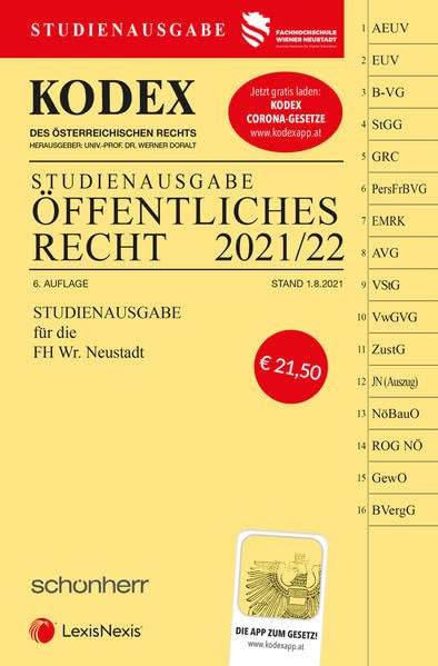 KODEX Öffentliches Recht 2021/22 - inkl. App: Studienausgabe der FH Wr. Neustadt Law