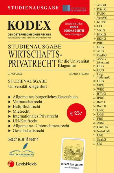 KODEX Wirtschaftsprivatrecht Klagenfurt - inkl. App: Studienausgabe Law