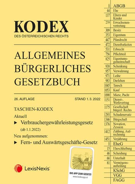 Taschen-Kodex ABGB 2022 - inkl. App Law