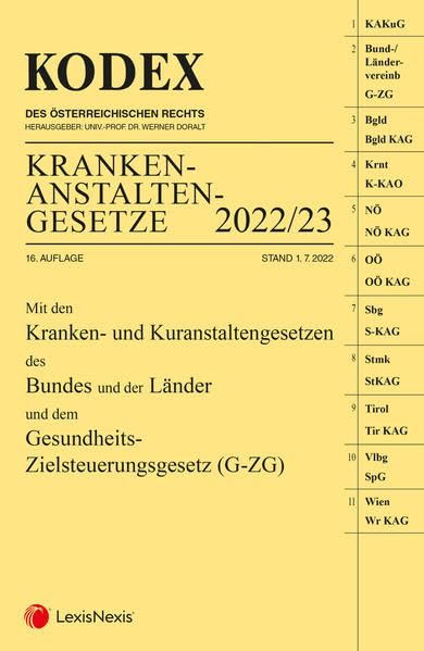KODEX Krankenanstaltengesetze 2022 Law