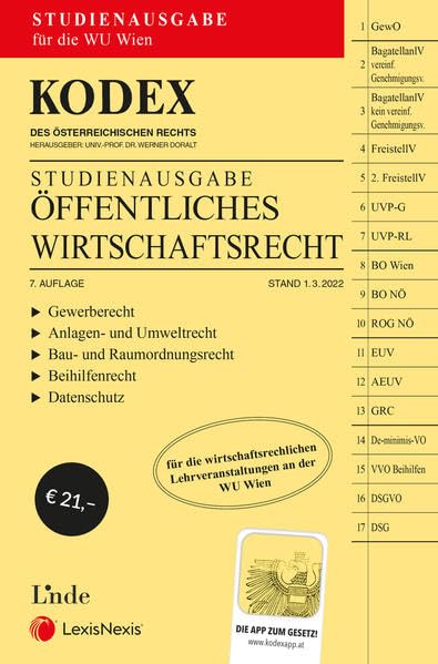 KODEX Öffentliches Wirtschaftsrecht 2022 - inkl. App: Studienausgabe Law