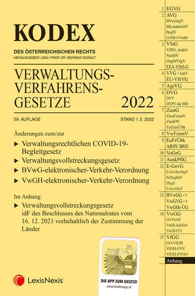 KODEX Verwaltungsverfahrensgesetze (AVG) 2022 - inkl. App Law