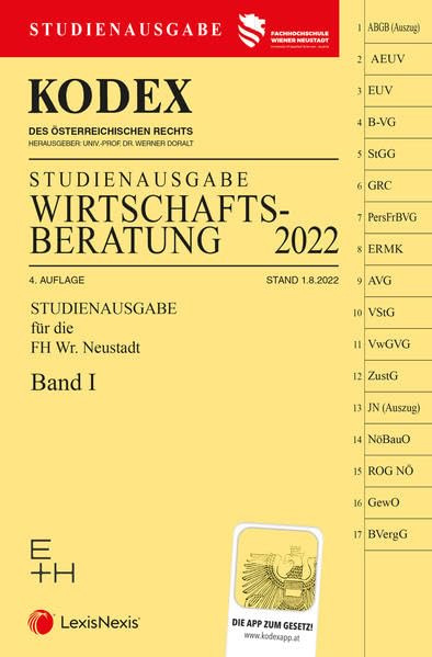 KODEX Wirtschaftsberatung 2022 Band I - inkl. App: WB I, Studienausgabe der FH Wr. Neustadt Law