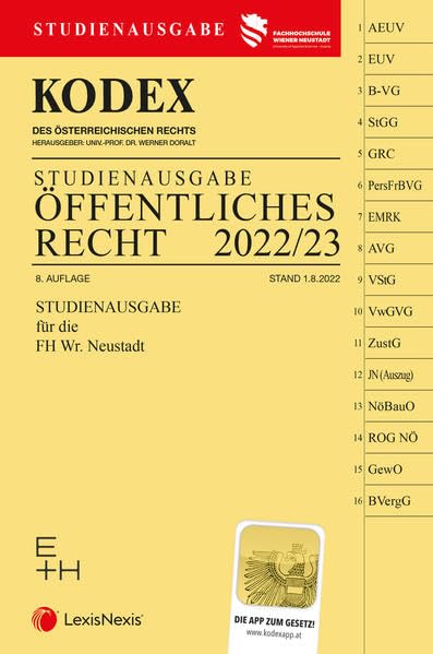 KODEX Öffentliches Recht 2022/23 - inkl. App: Studienausgabe der FH Wr. Neustadt Law