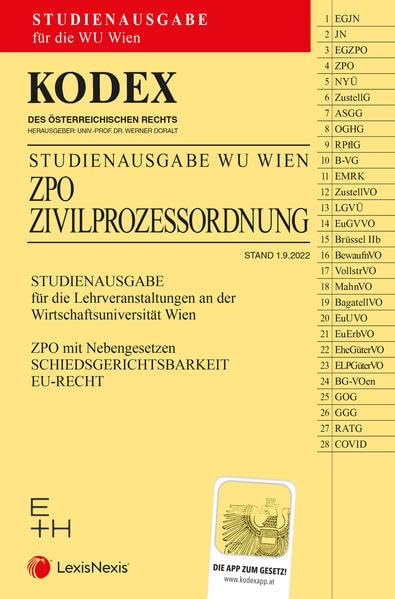 KODEX ZPO für die WU 2022/23 - inkl. App: Studienausgabe für die WU Wien Law