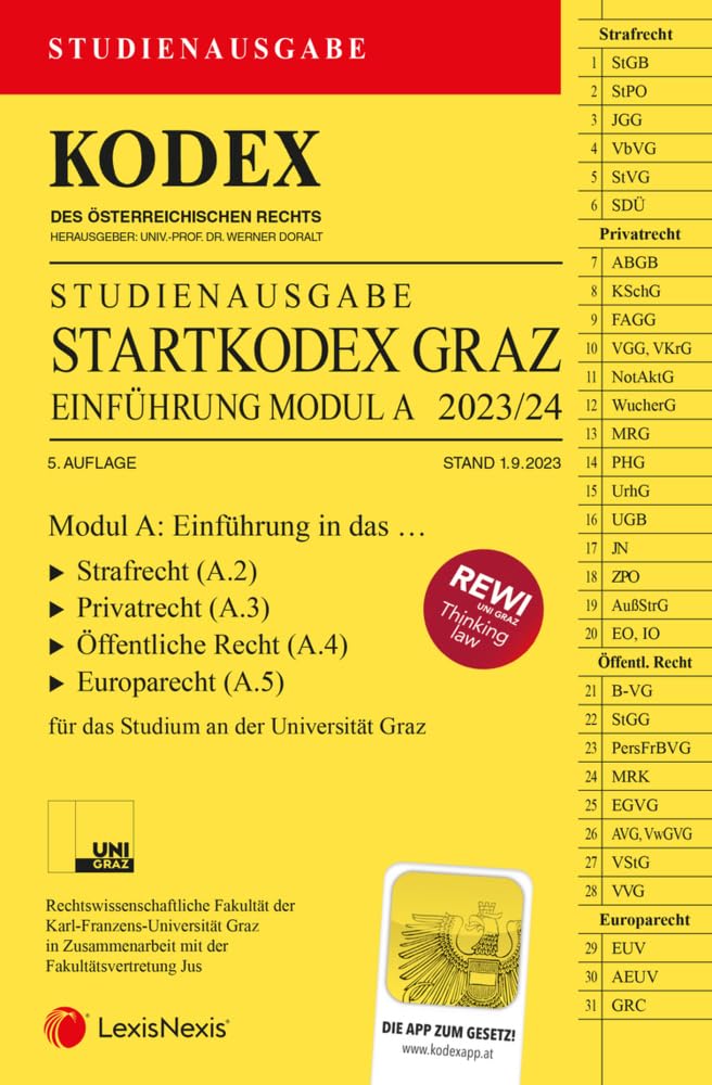 KODEX Startkodex Graz 2023/24 - inkl. App: Studienausgabe für die Uni Graz Law