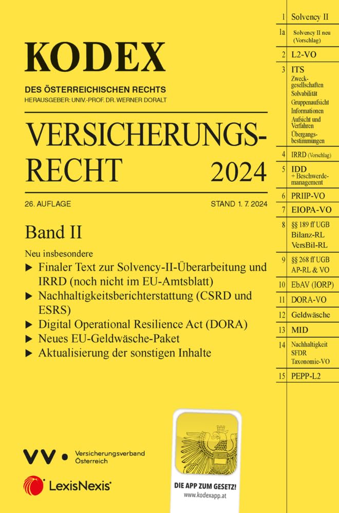 KODEX Versicherungsrecht Band II 2024 - inkl. App: Band II Law