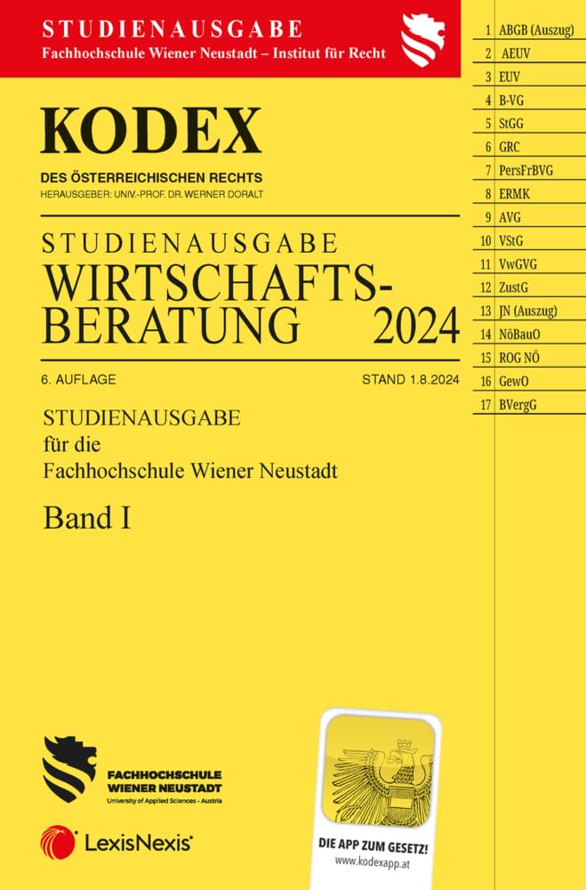 KODEX Wirtschaftsberatung 2024 Band I - inkl. App: WB I, Studienausgabe der FH Wr. Neustadt Law