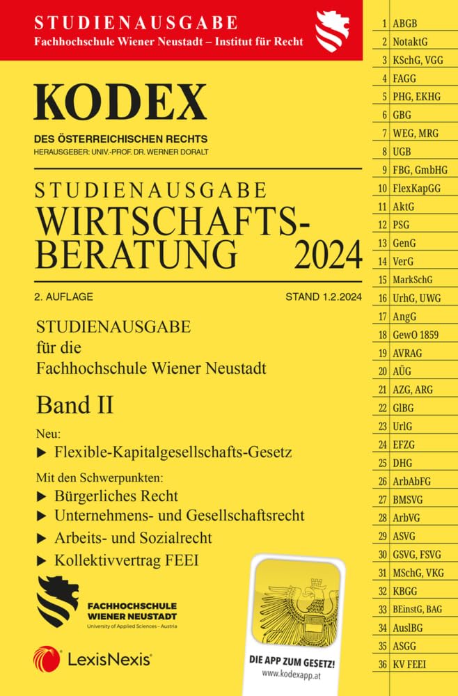 KODEX Wirtschaftsberatung 2024 Band II - inkl. App: WB I, Studienausgabe der FH Wr. Neustadt Law