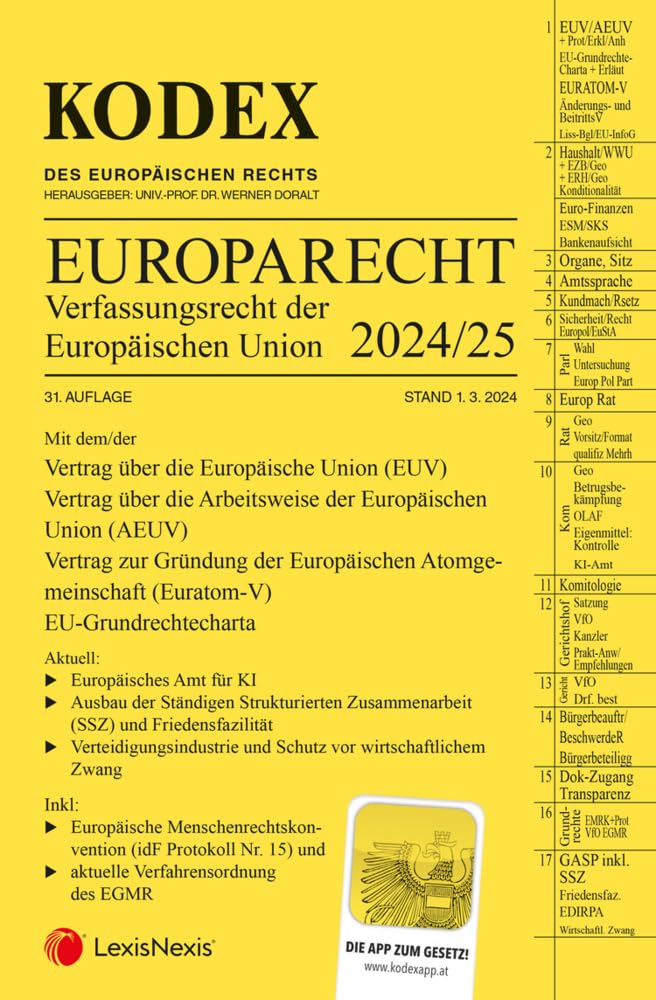 KODEX EU-Verfassungsrecht (Europarecht) 2024/25 - inkl. App Law