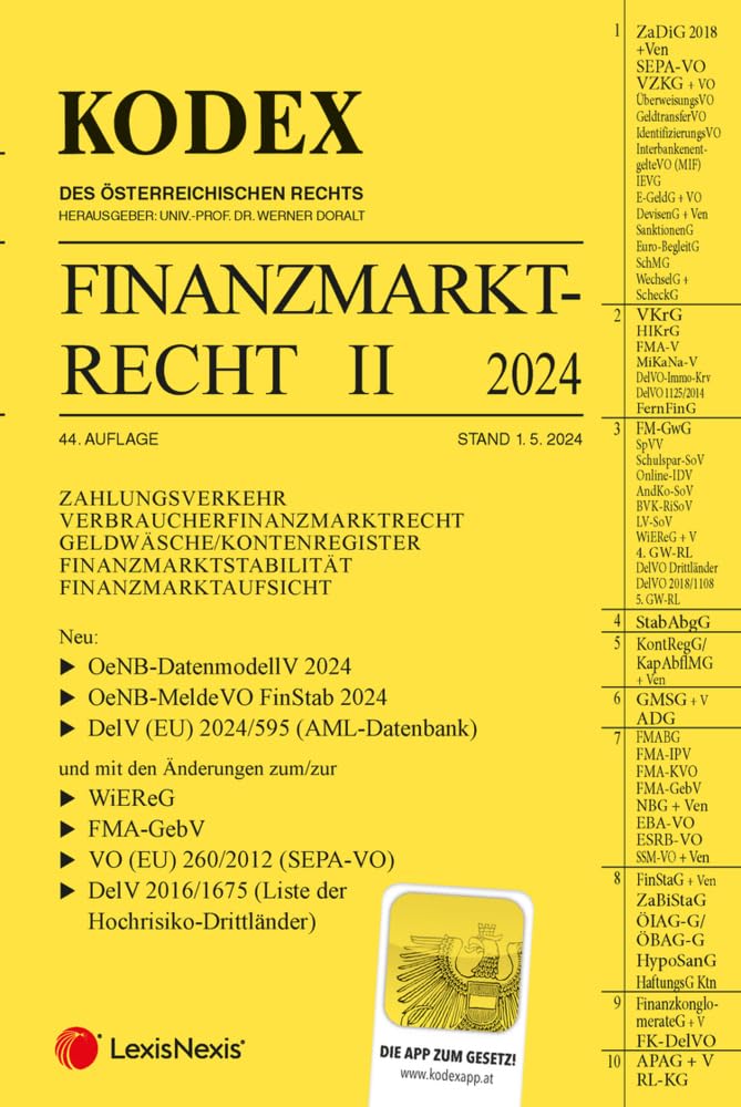 KODEX Finanzmarktrecht Band II 2024 - inkl. App: ZaDIG/VZKG/VKrG/FM-GwG/GMSG/FMABG Law