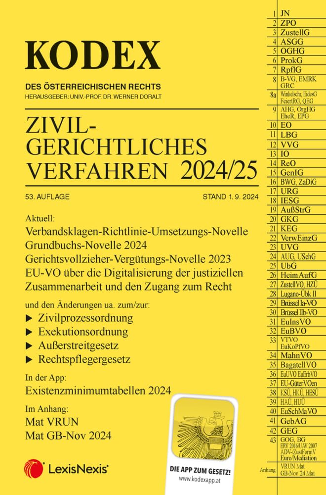 KODEX Zivilgerichtliches Verfahren 2024/25 - inkl. App Law